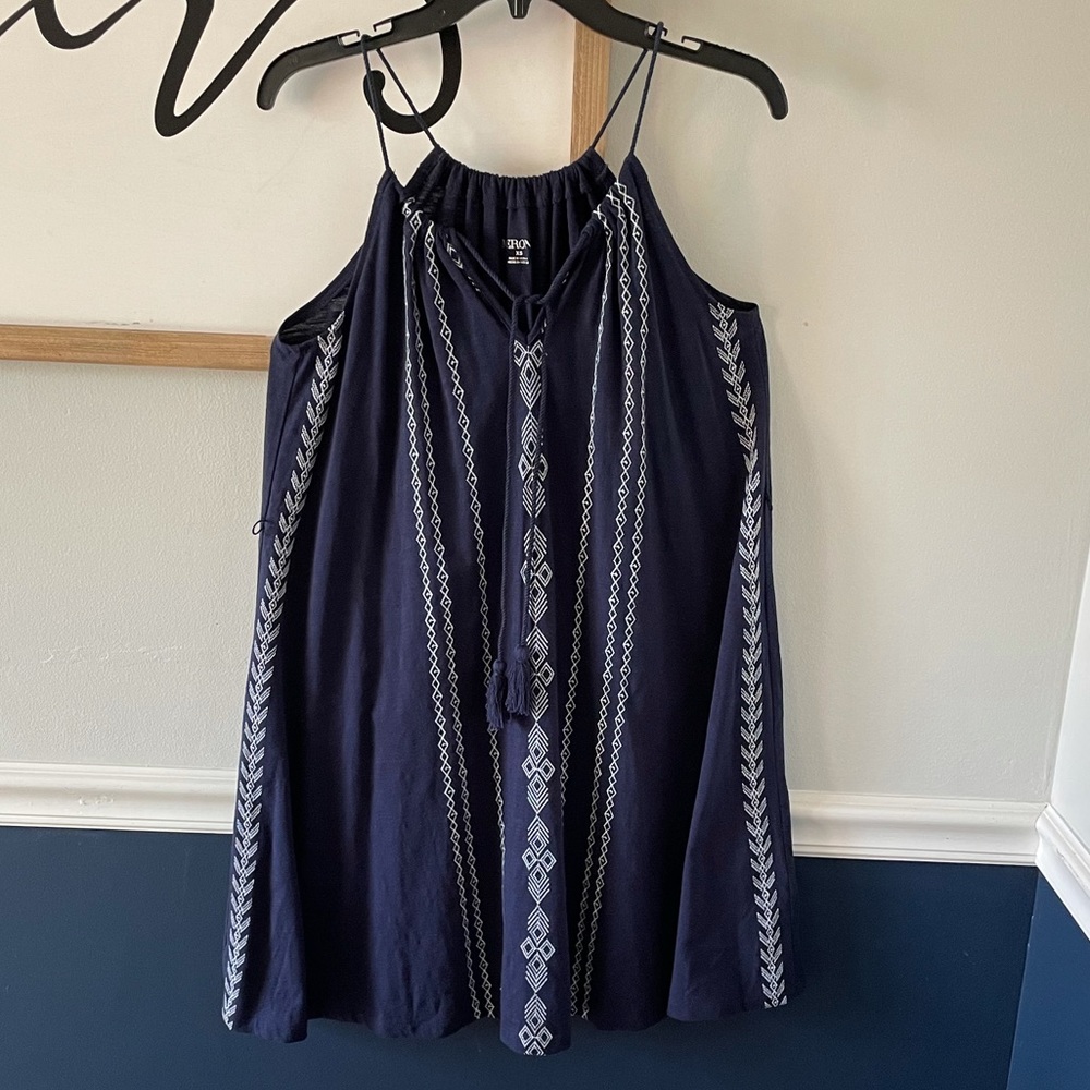 Merona Sundress Navy and White Tassels Siz…